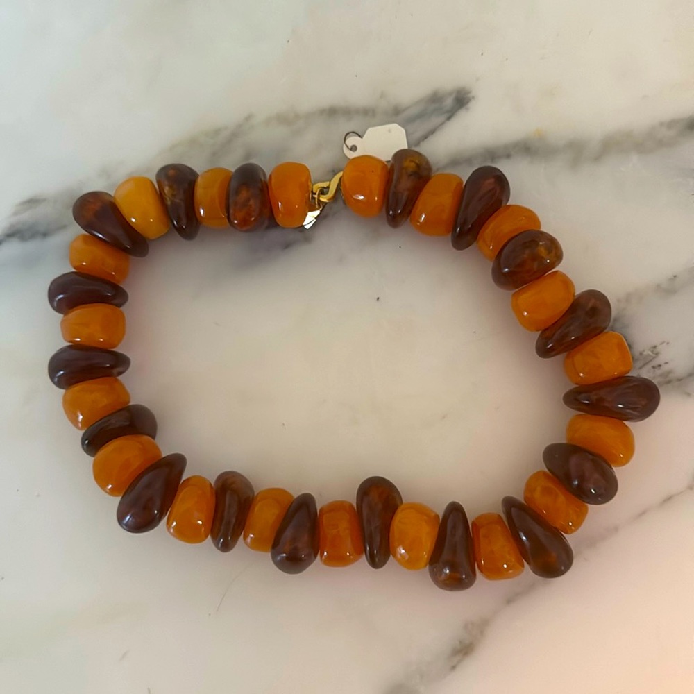 Kenneth Lane Elegant Orange and Brown Beaded Necklace